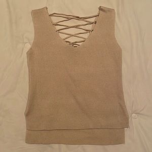 Tank top with lace up detail